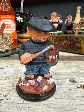 Vintage Funny Artist Figurine Painter Palette Caricature Sculpture Decor